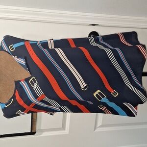 CAbi Navy and Red Striped Skirt